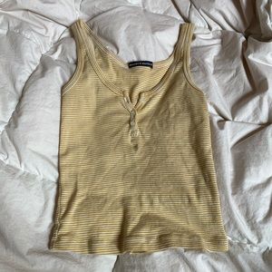 brandy melville white and yellow striped tank top